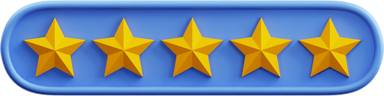Five of Five Star Rating 3D Illustration